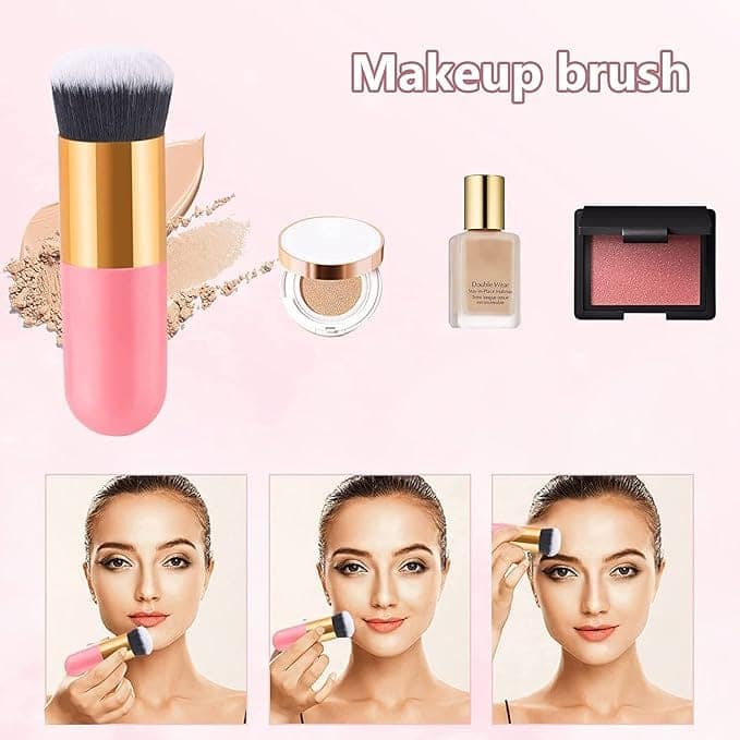 3 Pcs Foundation Round Makeup Brush Flat Top for Face - Perfect For Blending Liquid, Cream or Flawless Cosmetics - Buffing, Stippling, Concealer view 3