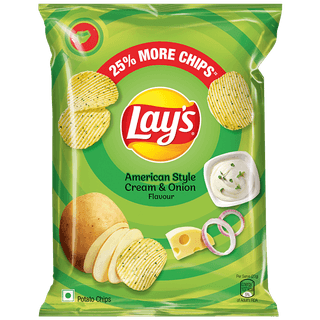 Lay's Potato Chips - American Style Cream & Onion Flavour, Crunchy Chips & Snacks, 50G