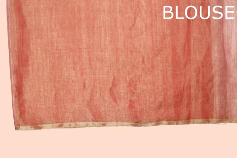 Imperial Maheshwari handloom Tissue Saree with Tassels – Red view 5
