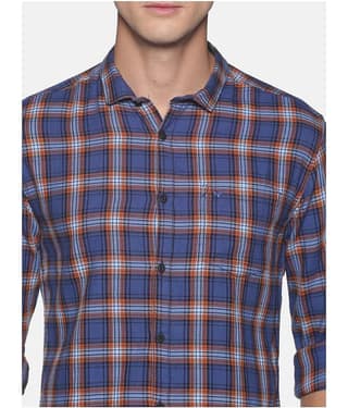 Showoff Cotton Blend Slim Fit Men's Casual Shirt - Blue ( Pack of 1 )