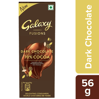 Galaxy Fusions Dark Chocolate Bar - Silky & Smooth, With 70% Cocoa, 56 G