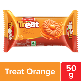 Britannia Treat O'som Orange Cream Biscuit - Ready To Eat, 50 G