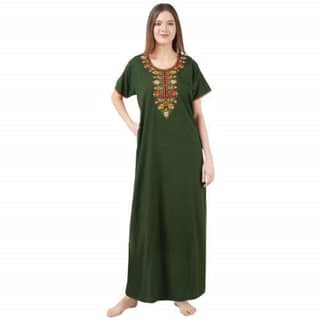 KOI SLEEPWEAR lissybissy Cotton Resham Embroidery Nighty Night Gown Maxi for Women A line