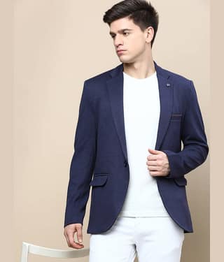 Showoff Cotton Blend Men's Blazer - Navy Blue ( Pack of 1 )