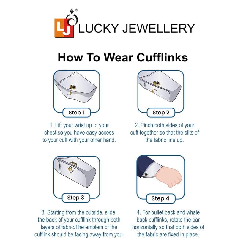 LUCKY JEWELLERY Unique Golden Color Golden Plated Formal Wedding Shirt, Suit, Blazer Cufflinks Pair Set for Men.(211-M4C4-A5719Q) view 6