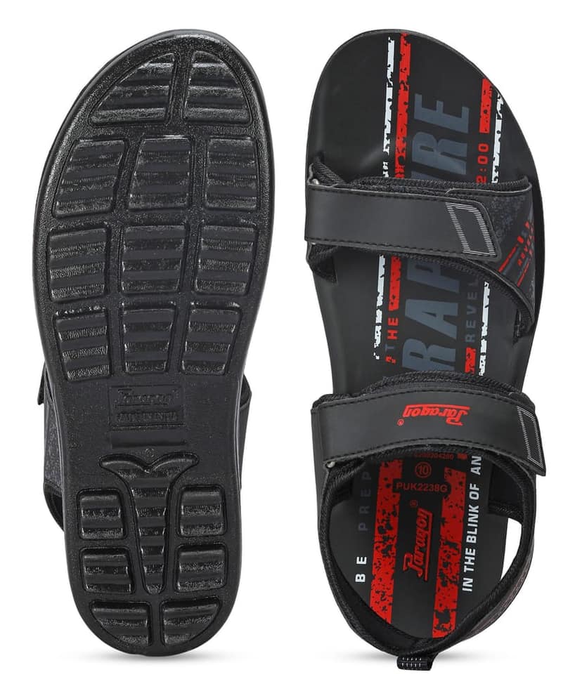 Paragon Men's Stylish Lightweight & Durable Black Velcro Dailywear Sandals view 6
