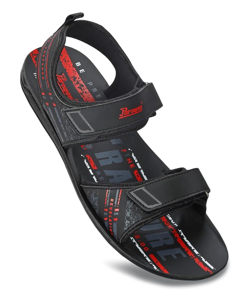 Paragon Men's Stylish Lightweight & Durable Black Velcro Dailywear Sandals view 7