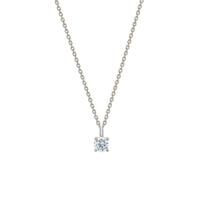 Silver Tiny Solitaire Pendant with Chain