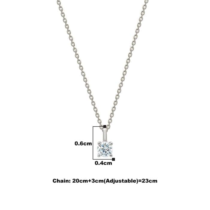 Silver Tiny Solitaire Pendant with Chain view 4