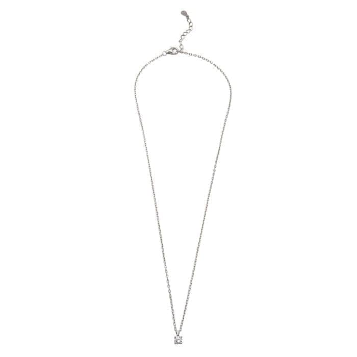 Silver Tiny Solitaire Pendant with Chain view 5