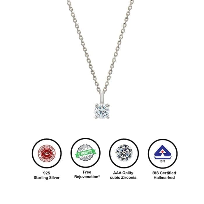 Silver Tiny Solitaire Pendant with Chain view 6