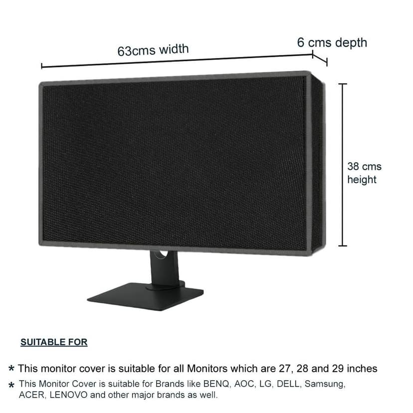 PalaP Super Premium Dust Proof Monitor Cover for VIEWSONIC 27 inches Monitor (Black) view 3