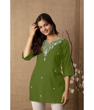 Kapadia Women's Rayon Regular Top ( Green )