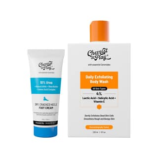 Chemist at Play Foot Cream for Cracked Heels | Up to 24 hours of Moisturization - 50g + 1% Salicylic Acid Exfoliating Body Wash | Enriched with Vitamin E & Murumuru | Paraben & SLS Free 236ml Chemist at Play Foot Cream for Cracked Heels | Up to 24 hours