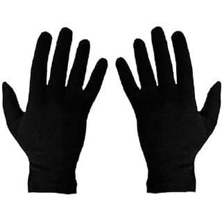 Men's cotton Double layered hand gloves washable sun protection(black, Free size)