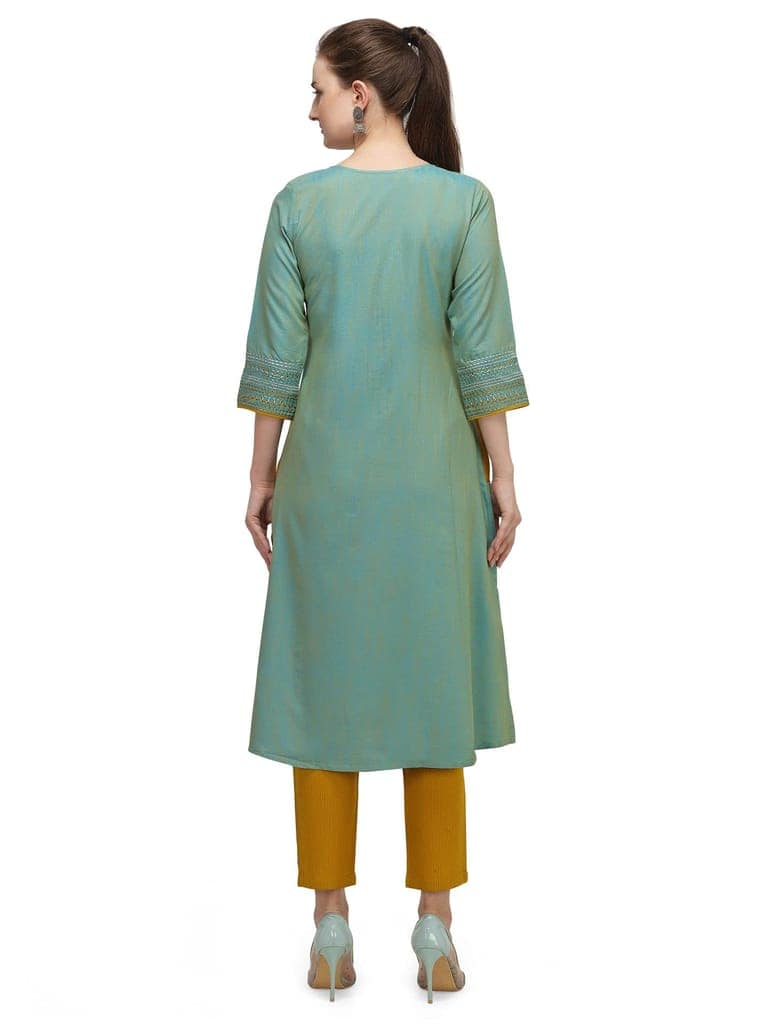 SHOPPING QUEEN Women Rayon Kurta Pant Set view 2