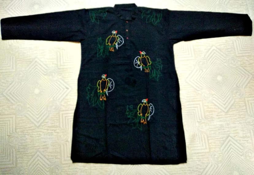 Classic Nature Designed Kantha Stitched Pure Cotton Kurta for Men view 2