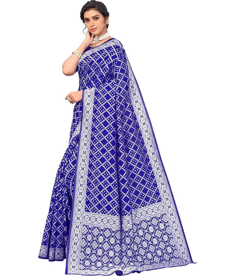 Sariya Jacquard Woven Saree With Unstitched Blouse Piece ( Blue ) view 2