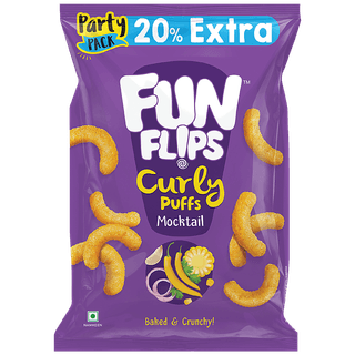 Fun Flips Curly Puffs - Mocktail, Baked & Crunchy, Healthy Snacks, 62.5 G