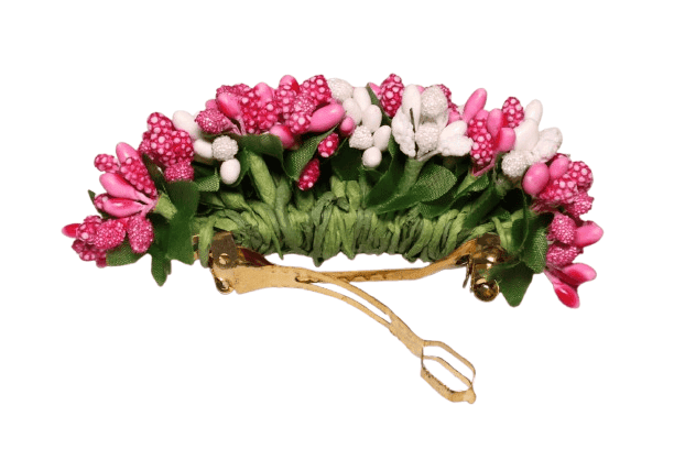 Artificial Flower Hair Clip – Pink & White view 3