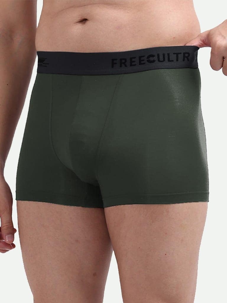 FREECULTR Men's Underwear Anti Bacterial Micromodal Airsoft Trunk - Non Itch No Chaffing Sweat Proof - Pack of 1-Seaweed Green view 5