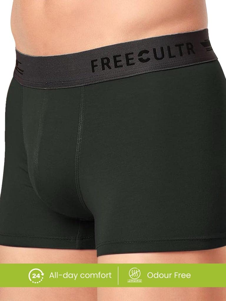 FREECULTR Men's Underwear Anti Bacterial Micromodal Airsoft Trunk - Non Itch No Chaffing Sweat Proof - Pack of 1-Seaweed Green view 6