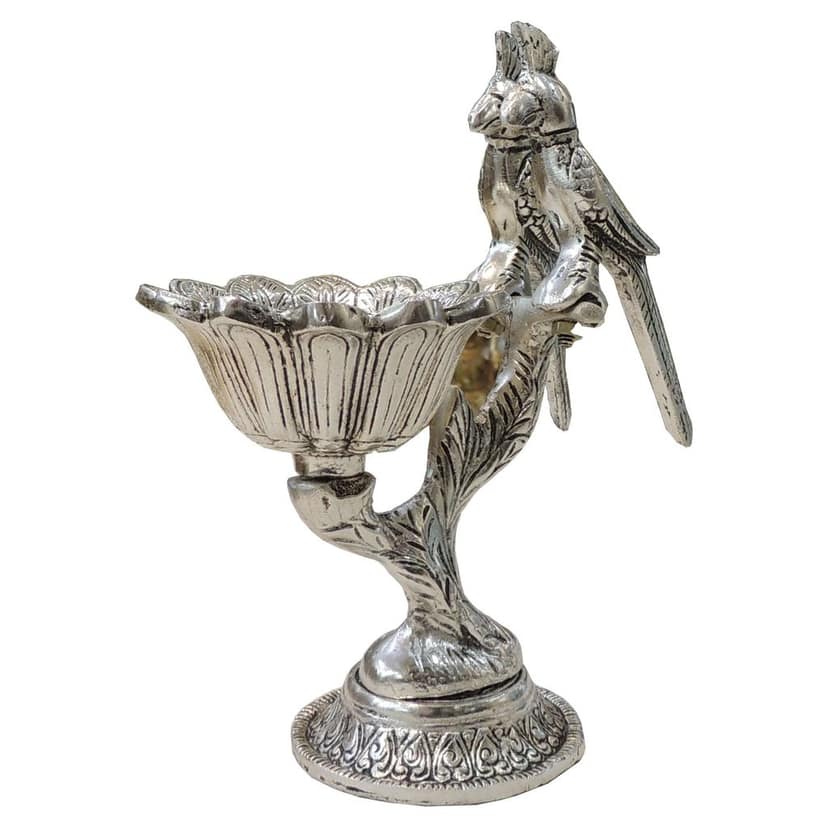 Aluminium Double Parrot Design Decorative Bowl | Double Parrot Showpiece | Decorative Table Bowl, Height : 7.5 Inch (ASMAS544 S) view 2