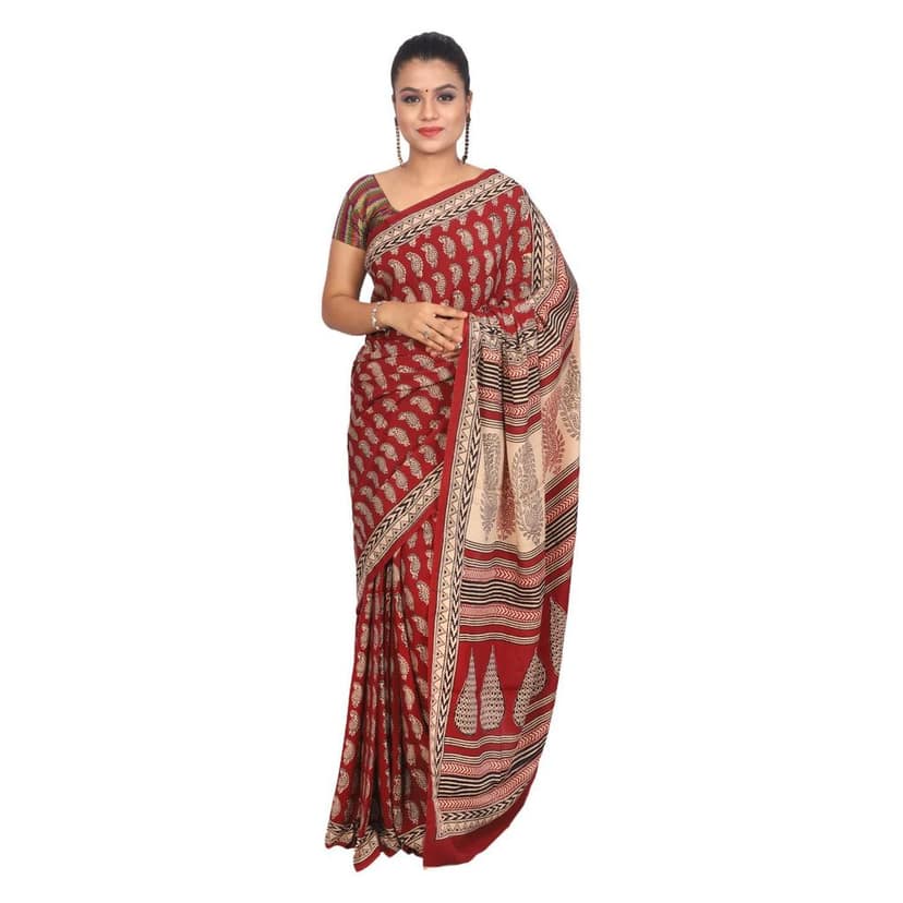 HANDLOOM CRAPE SILK SAREE WITH BLOUSE (SKU - 3I0106030422 SAREE- 215)
