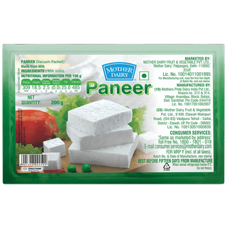 Mother Dairy Fresh Paneer, 200 G Pouch