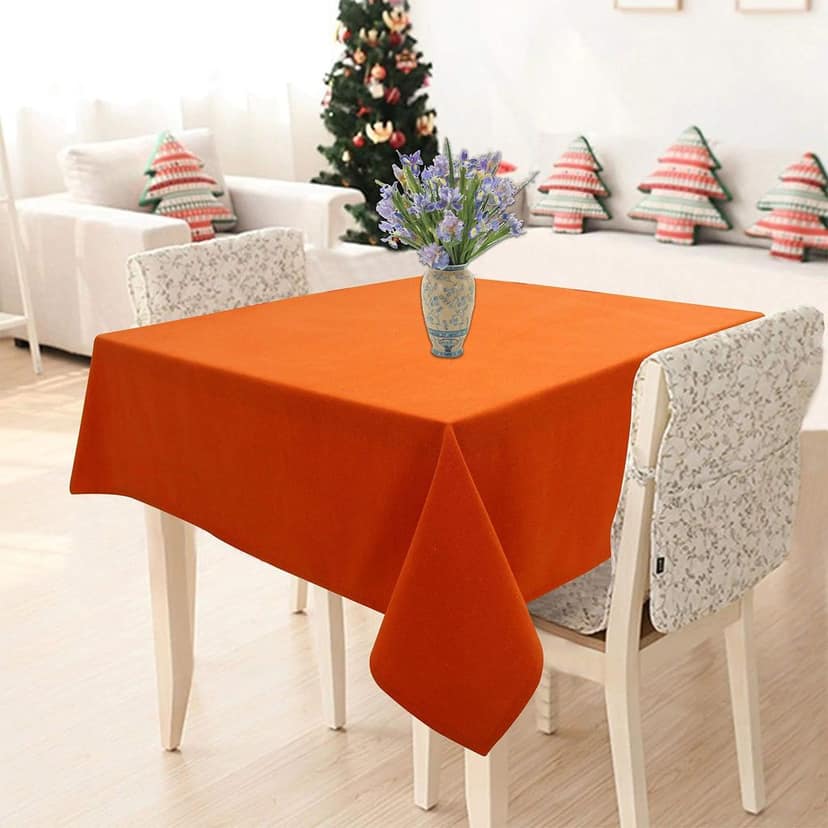 AIRWILL 100% Cotton Solid Pattern 2 Seater Square Table Cover Sized, 36x36 inches (Orange, Pack of 1)