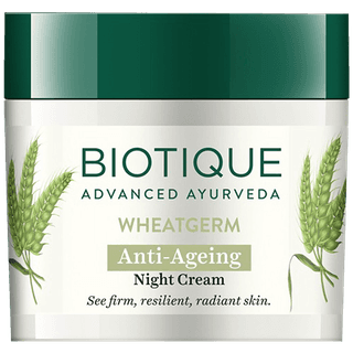 Biotique Anti-Ageing Night Cream - Wheat Germ, Reduce Fine Lines, Lightening Dark Spots, 50 G Carton