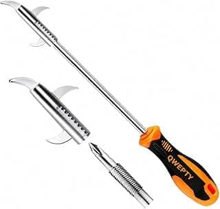 403/Stainlees Steel Tyre Stone Remover Tool, Multipurpose Car Hook, Tire Cleaning, Tyre Stone Picker for Motor Bike Truck Car Wheel Cleaing Hook with Solid Rubber Handle (Built-in Screwdriver)