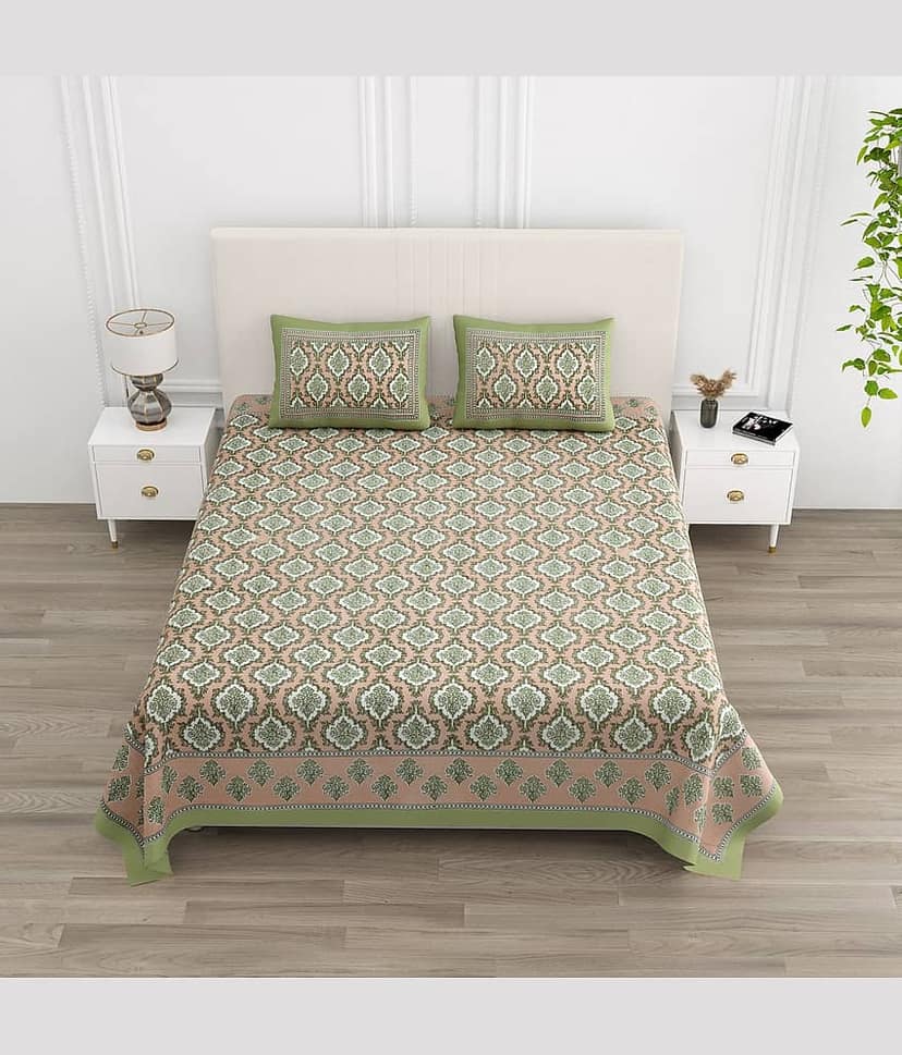 TrueYarns Cotton 1 Double King Bedsheet with 2 Pillow Covers ( Multicolor )