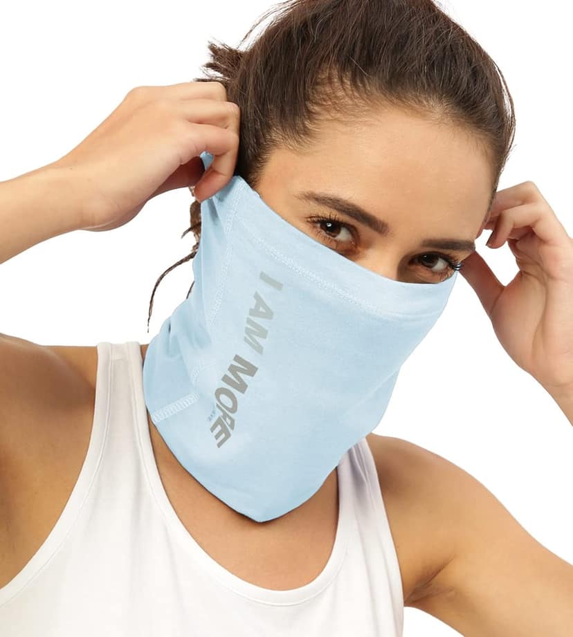 FREECULTR Unisex Bamboo Bandana, Anti Microbial Super Soft & Comfort Fit, Breathable Multipurpose Headband, Face Mask for Dust Protection and Sun - Size Printed Pack of 3-Peach, Chalk Blue, Charcol view 3