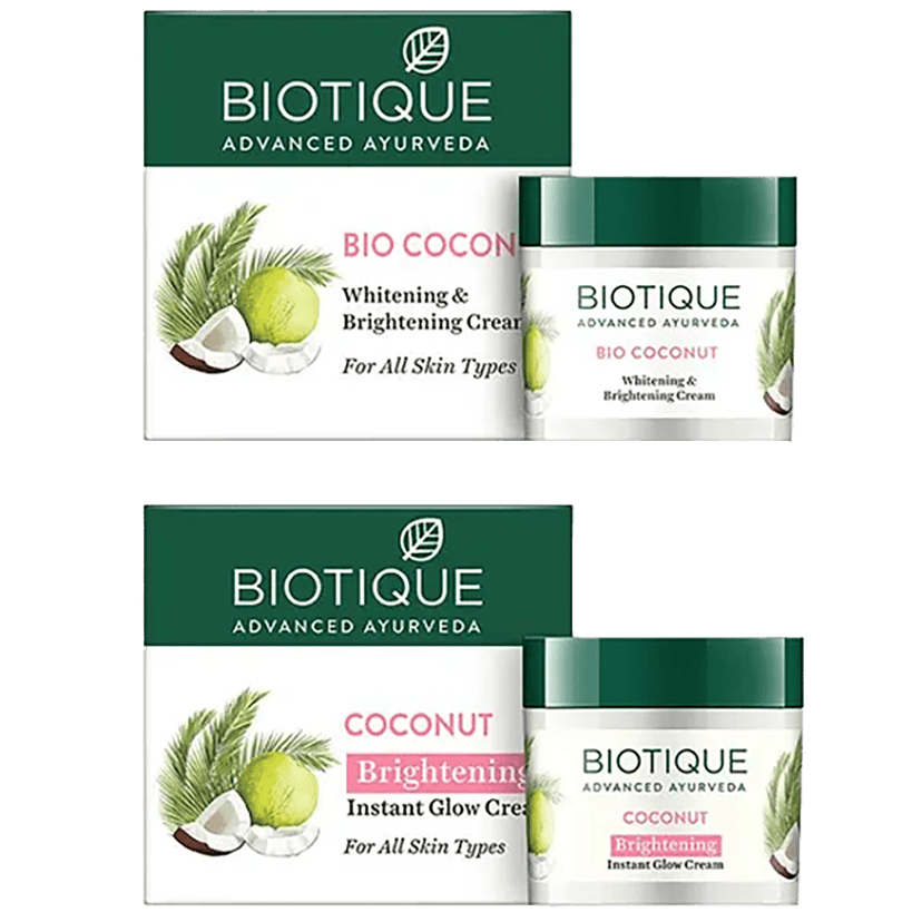 BIOTIQUE Brightening Instant Glow Cream - Coconut, For All Skin Type, 50 g Carton