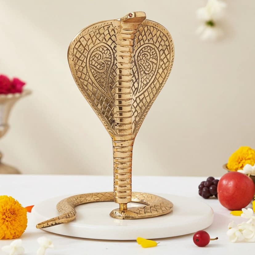 Brass Snake Coil For Shivling ? Spiritual Accessory, 8 Inch, Height : 8 Inch (ZMAS299 F)