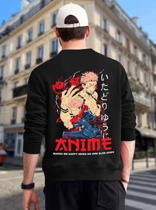 SCOTT FINCHER Men's Black Anime Sweatshirt,Anime Pullover, Anime Lover Gift, Weeb Sweatshirt, Otaku Clothing, Anime Streetwear, Manga Sweatshirt : AA(RSSWT)BLACK_157