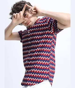 Ketch 100% Cotton Slim Fit Printed Half Sleeves Men's Casual Shirt - Navy Blue ( Pack of 1 )