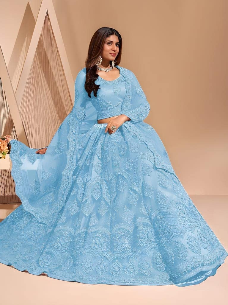 Graceful Traditional Embroidered Semi-Stitched Lehenga | Unstitched Blouse with Inner Fabric | Stitched Dupatta | Special Occasion Wear (Original)