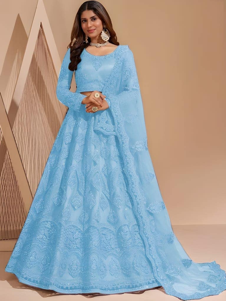 Graceful Traditional Embroidered Semi-Stitched Lehenga | Unstitched Blouse with Inner Fabric | Stitched Dupatta | Special Occasion Wear (Original) view 2