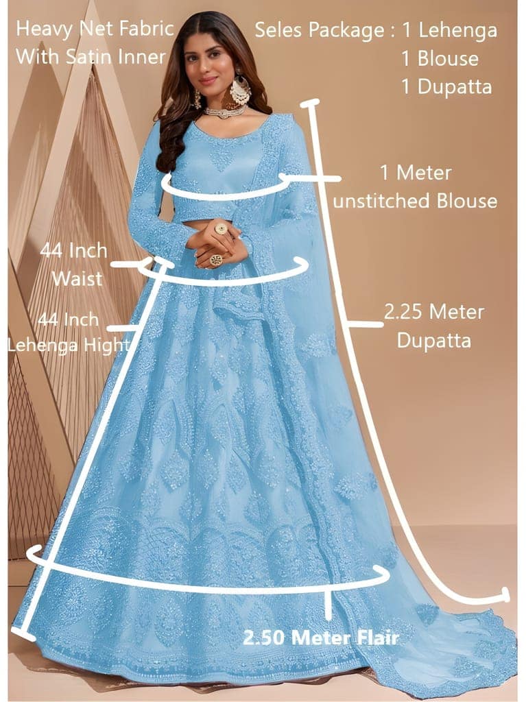 Graceful Traditional Embroidered Semi-Stitched Lehenga | Unstitched Blouse with Inner Fabric | Stitched Dupatta | Special Occasion Wear (Original) view 4