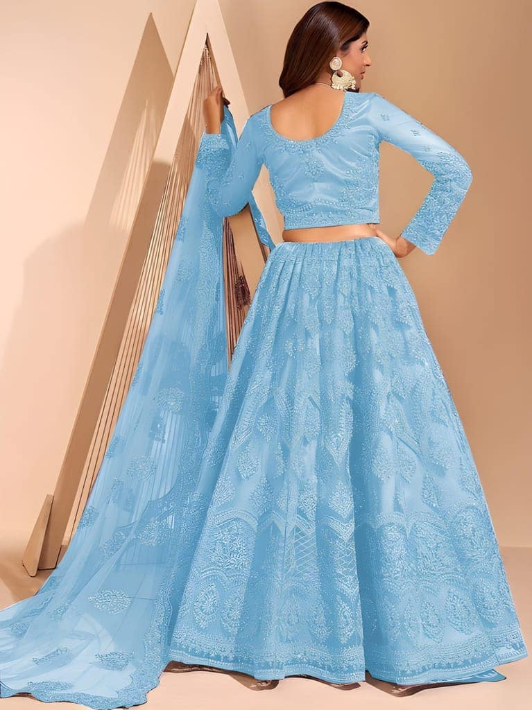 Graceful Traditional Embroidered Semi-Stitched Lehenga | Unstitched Blouse with Inner Fabric | Stitched Dupatta | Special Occasion Wear (Original) view 5