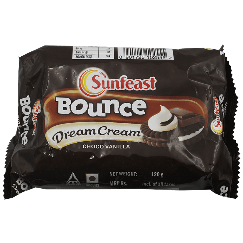 Sunfeast Bounce Dream Cream Biscuits - Choco Vanilla, 120 G Pouch