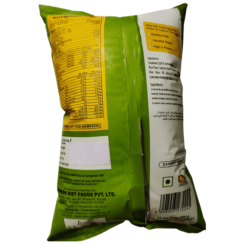 Diet Foods Piri Piri Soya Chips - Healthy Snacks, Low Cholesterol, High In Protein, No Trans Fat, 150 G view 2