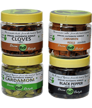 DIVINE DELIGHT CARDAMOM, CLOVES, BLACK PEPPER, CINNAMON ROLLS 100 gm