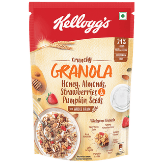 Kelloggs Crunchy Granola - Honey, Almonds, Strawberries & Pumpkin Seeds, 450 G Pouch