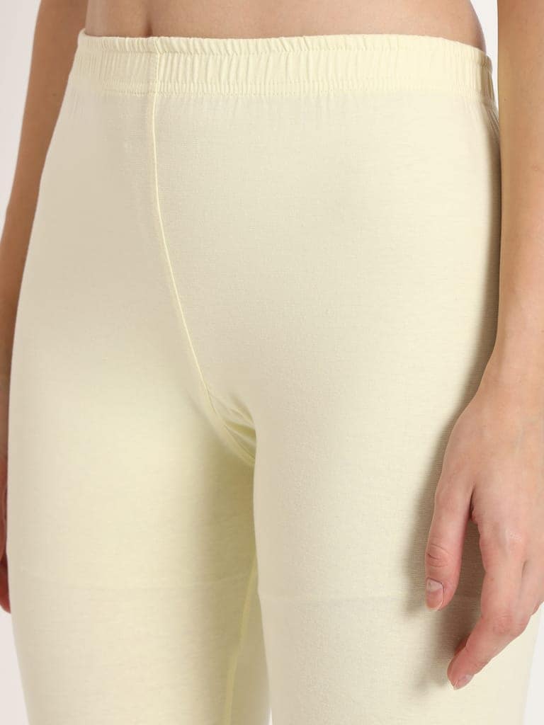 SOFT COLORS Women's Skinny Fit Ethnic Wear Churidar Leggings (Cream) view 7