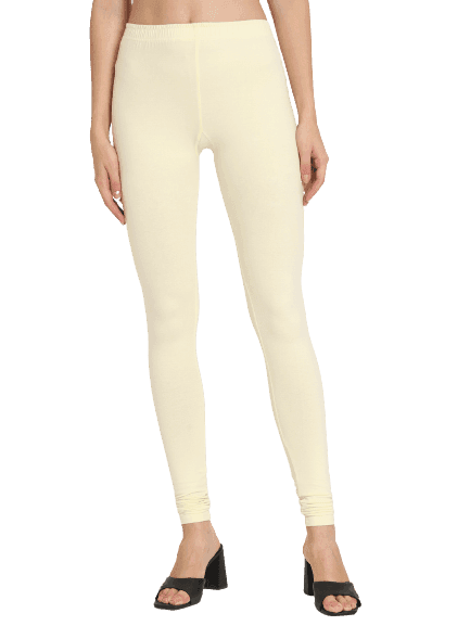 SOFT COLORS Women's Skinny Fit Ethnic Wear Churidar Leggings (Cream) view 8