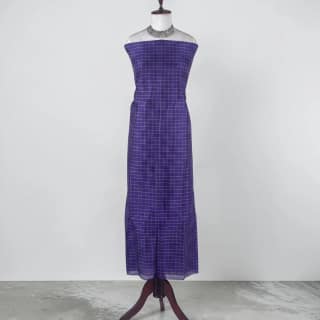 Mangalgiri Handloom Dress Material with Bavanji Zari Border, Royal Blue