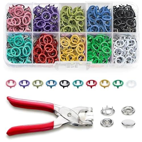 200 Sets Metal Snap Buttons with Fastener Pliers Press Tool Kit, 10 Colors Hollow Sewing Snaps for Fabric,Prong Snap Button Kits for DIY Crafting Clothing Sewing (9.5mm / 800 PCS) view 2
